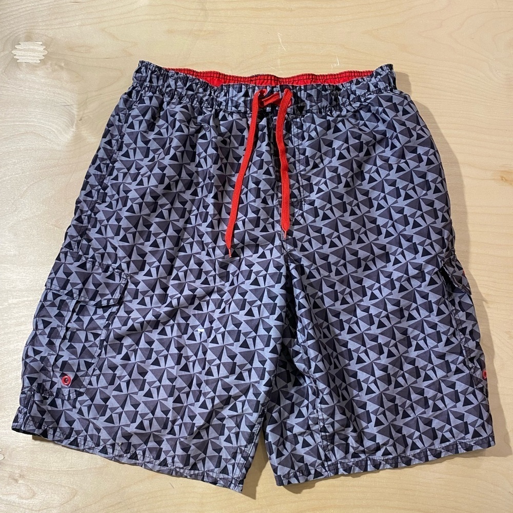 Beverly Hills Polo Club Geometric Patterned Swim Shorts XL (KC)